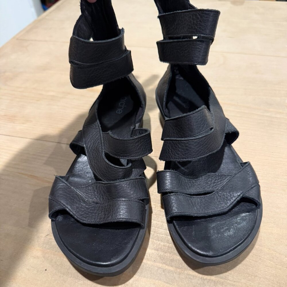 Arche Black Leather Sandal Size 38